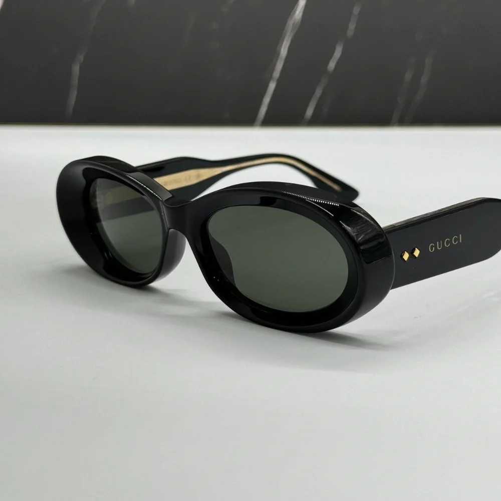 NEW GG1527S 001 GUCCI BLACK GREY OVAL WOMEN GUCCI SUNGLASSES - Picture 7 of 12